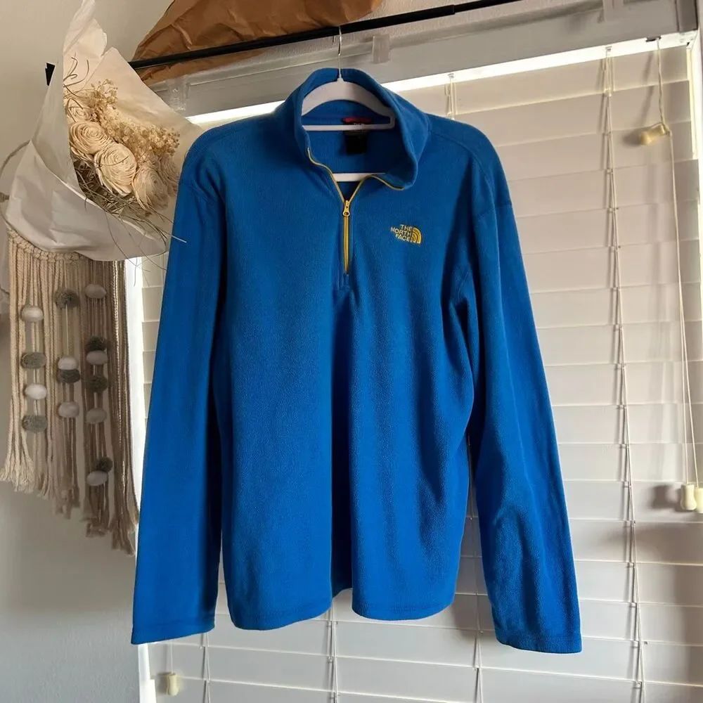 The North Face unisex Blue Polartec Fleece Zip Pullover SM gorpcore hiking y2k